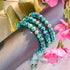 Blaue Minze | Silber | Glühwürmchen-Glas-Makramee-Armband